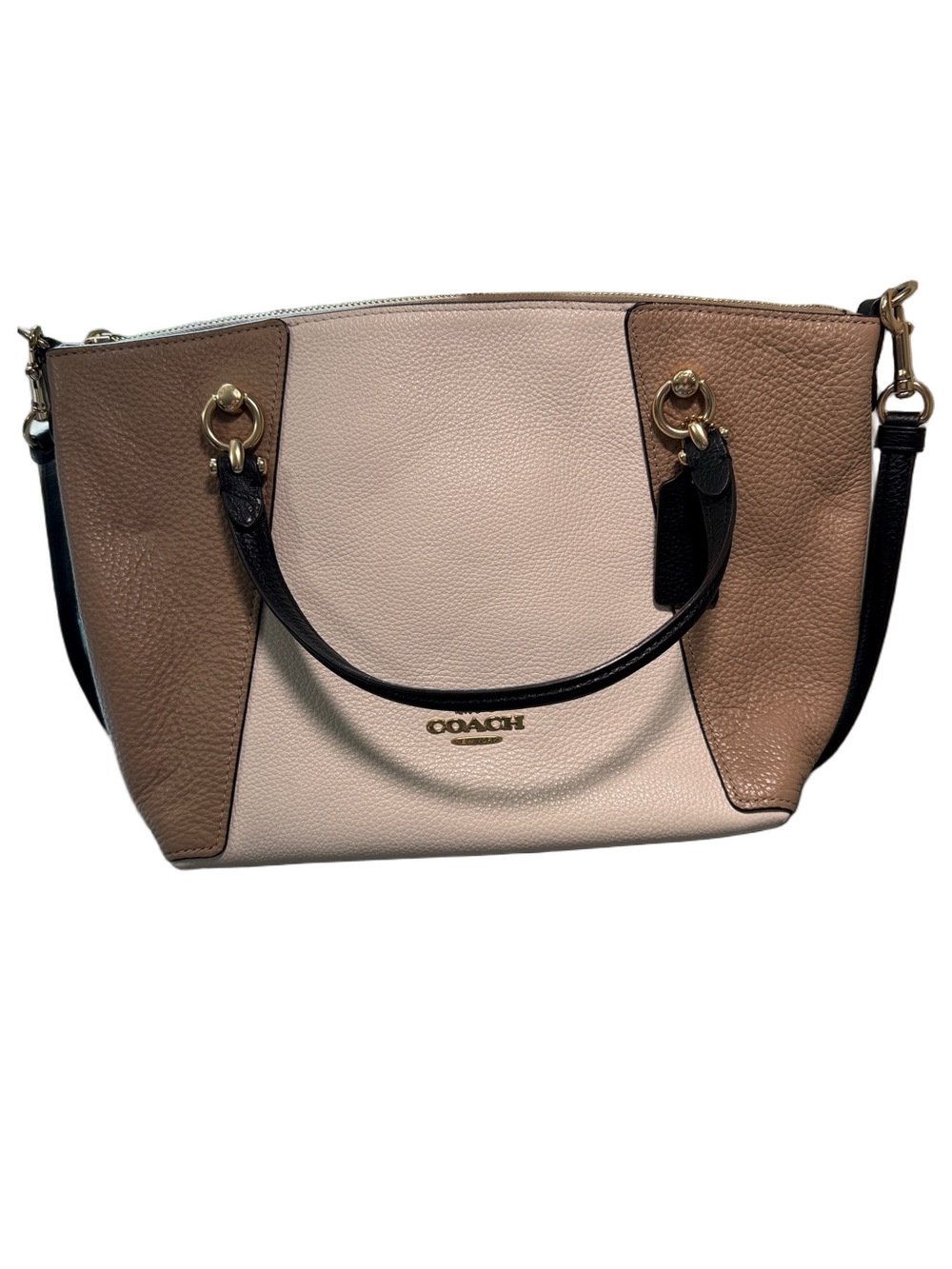 Coach Kacey Cream Tan Pebble Leather Crossbody Tote with Gold Hardware - Picture 4 of 7